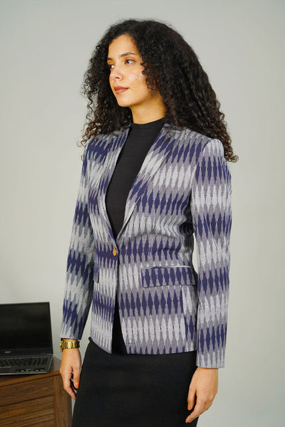 Grey Ikat Cotton Blazer