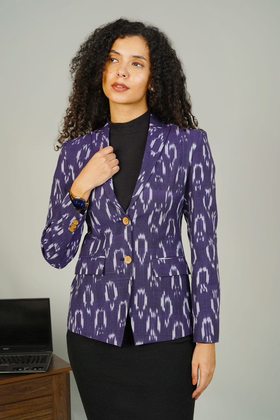 Blue Ikat Cotton Blazer