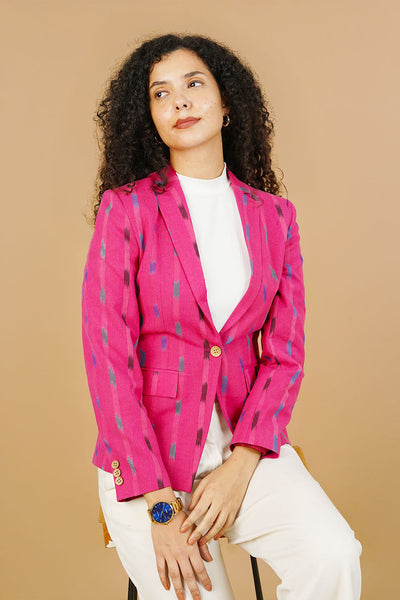 Pink Ikat Cotton Blazer