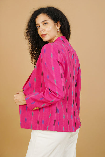 Pink Ikat Cotton Blazer