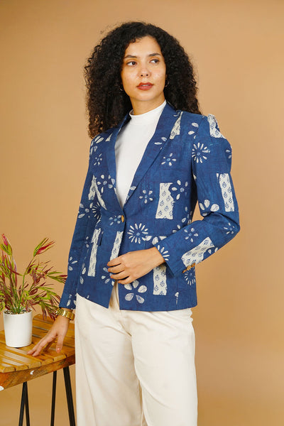 Blue Indigo Cotton Blazer