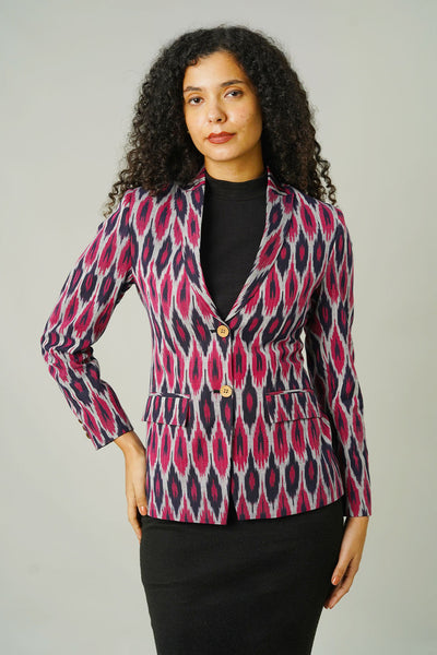 Pink Ikat Cotton Blazer