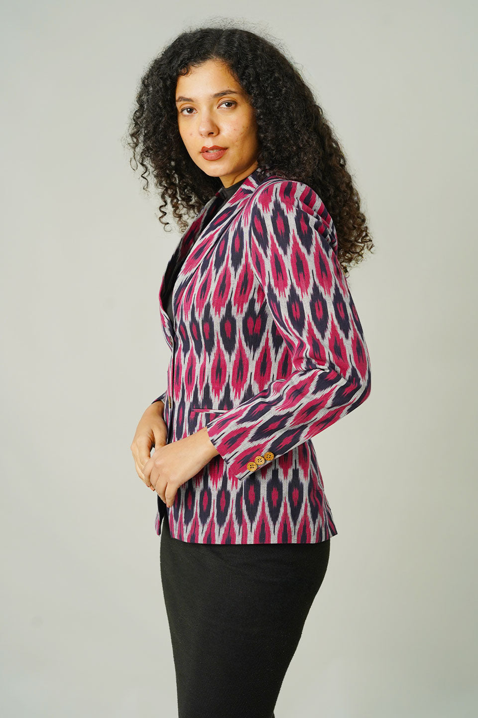 Pink Ikat Cotton Blazer