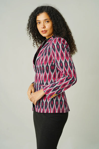 Pink Ikat Cotton Blazer