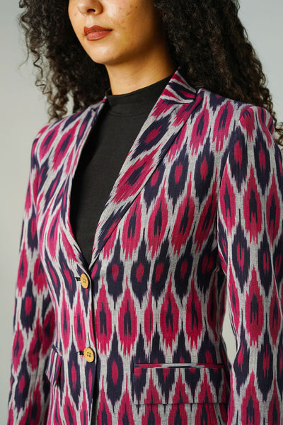 Pink Ikat Cotton Blazer