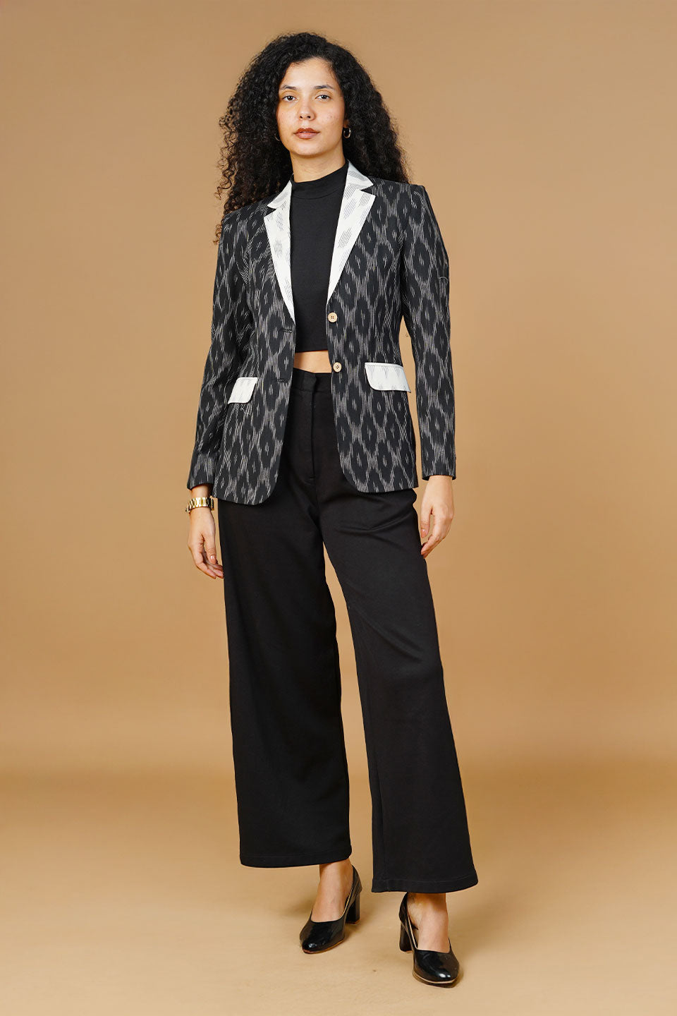 Black Ikat Cotton Blazer