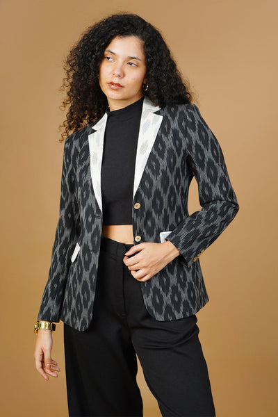 Black Ikat Cotton Blazer