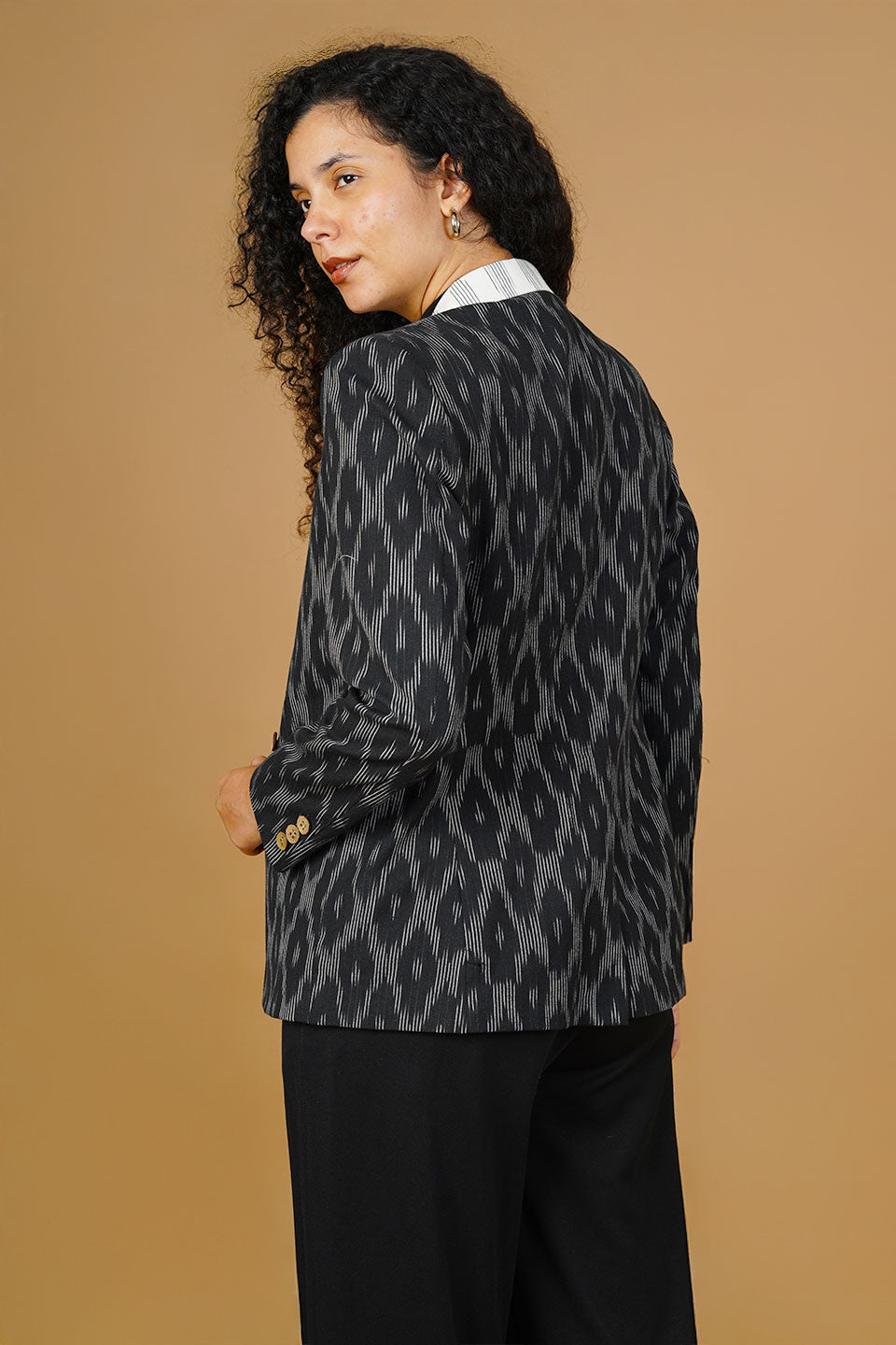 Black Ikat Cotton Blazer