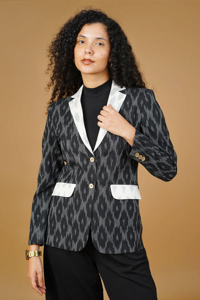 Black Ikat Cotton Blazer