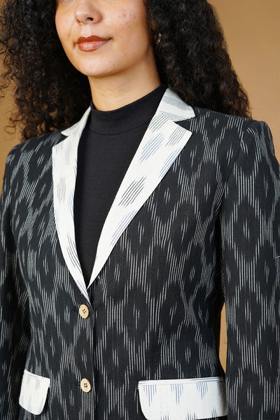 Black Ikat Cotton Blazer