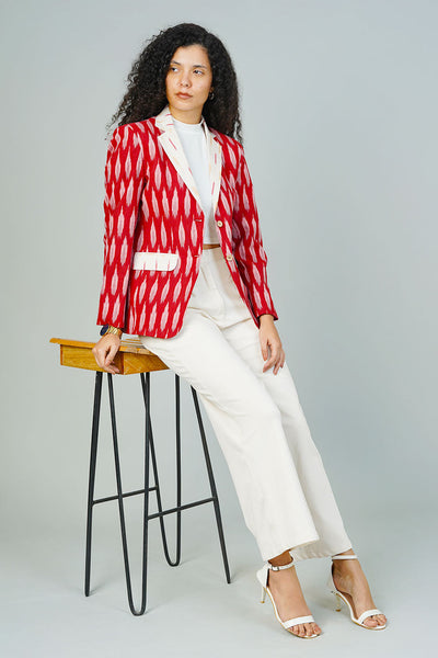 Red Ikat Cotton Blazer