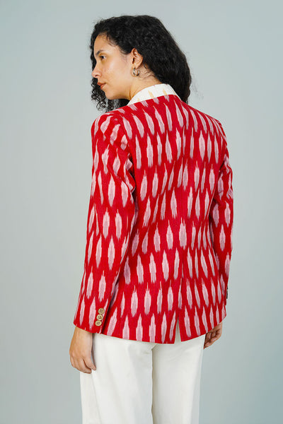 Red Ikat Cotton Blazer