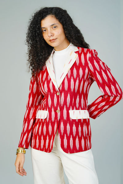 Red Ikat Cotton Blazer