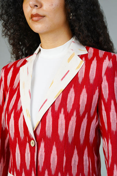 Red Ikat Cotton Blazer