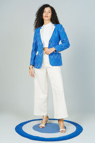 Blue Ikat Cotton Blazer