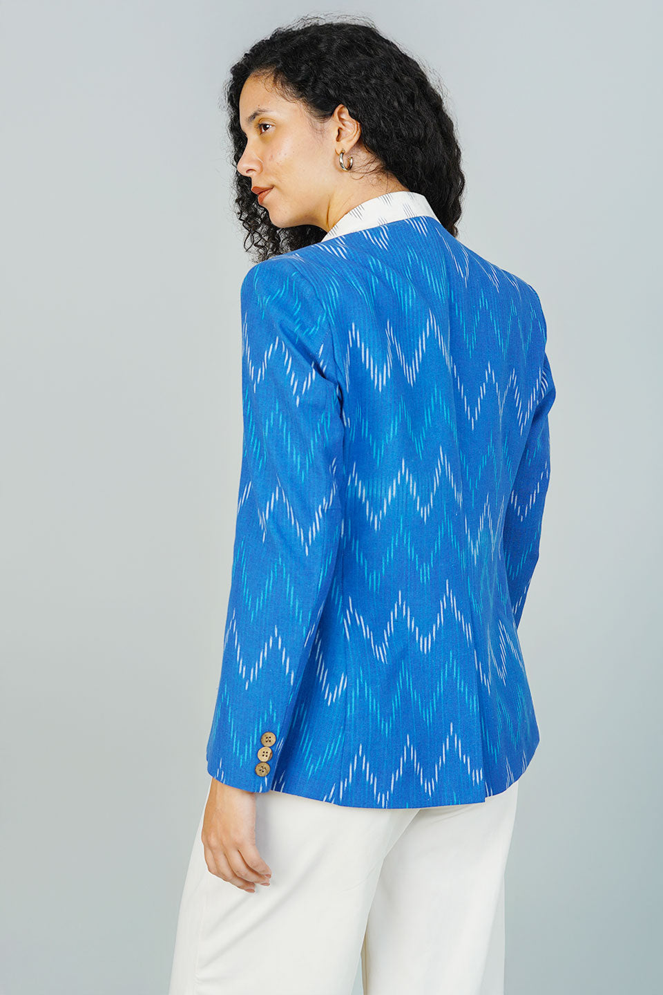 Blue Ikat Cotton Blazer