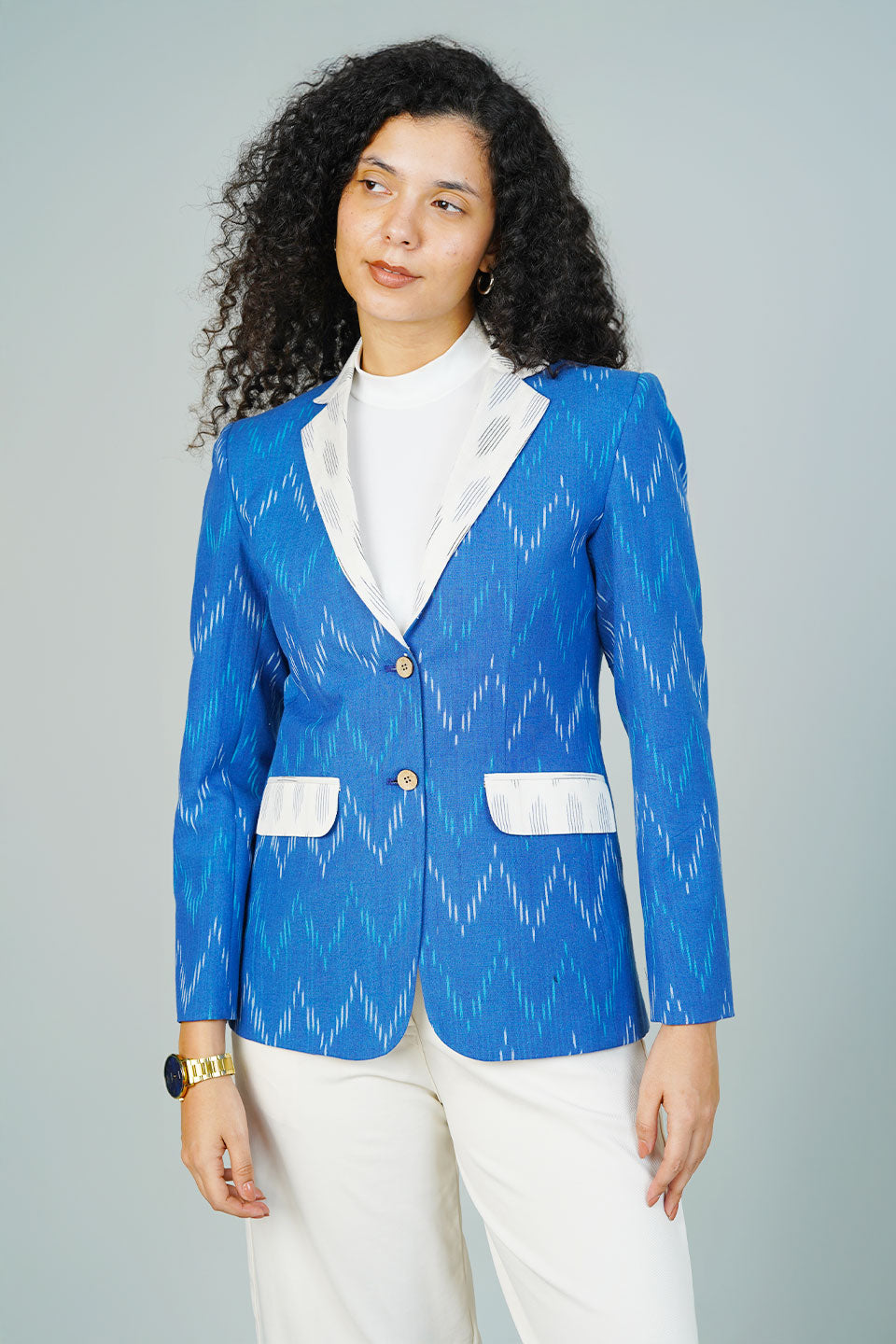 Blue Ikat Cotton Blazer