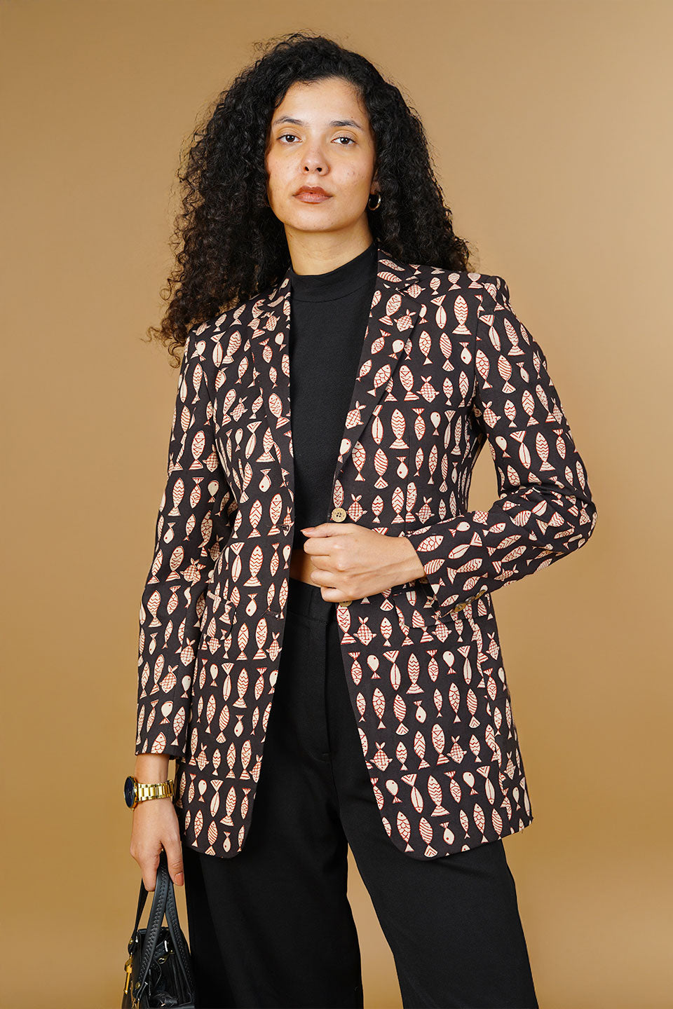 Brown Bagru Cotton Blazer
