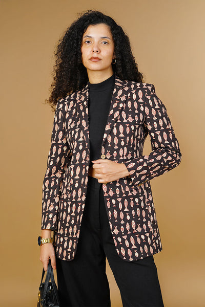 Brown Bagru Cotton Blazer