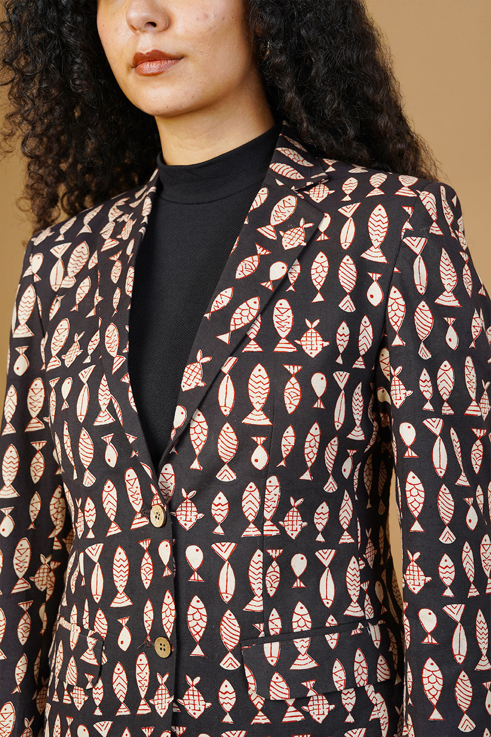 Brown Bagru Cotton Blazer