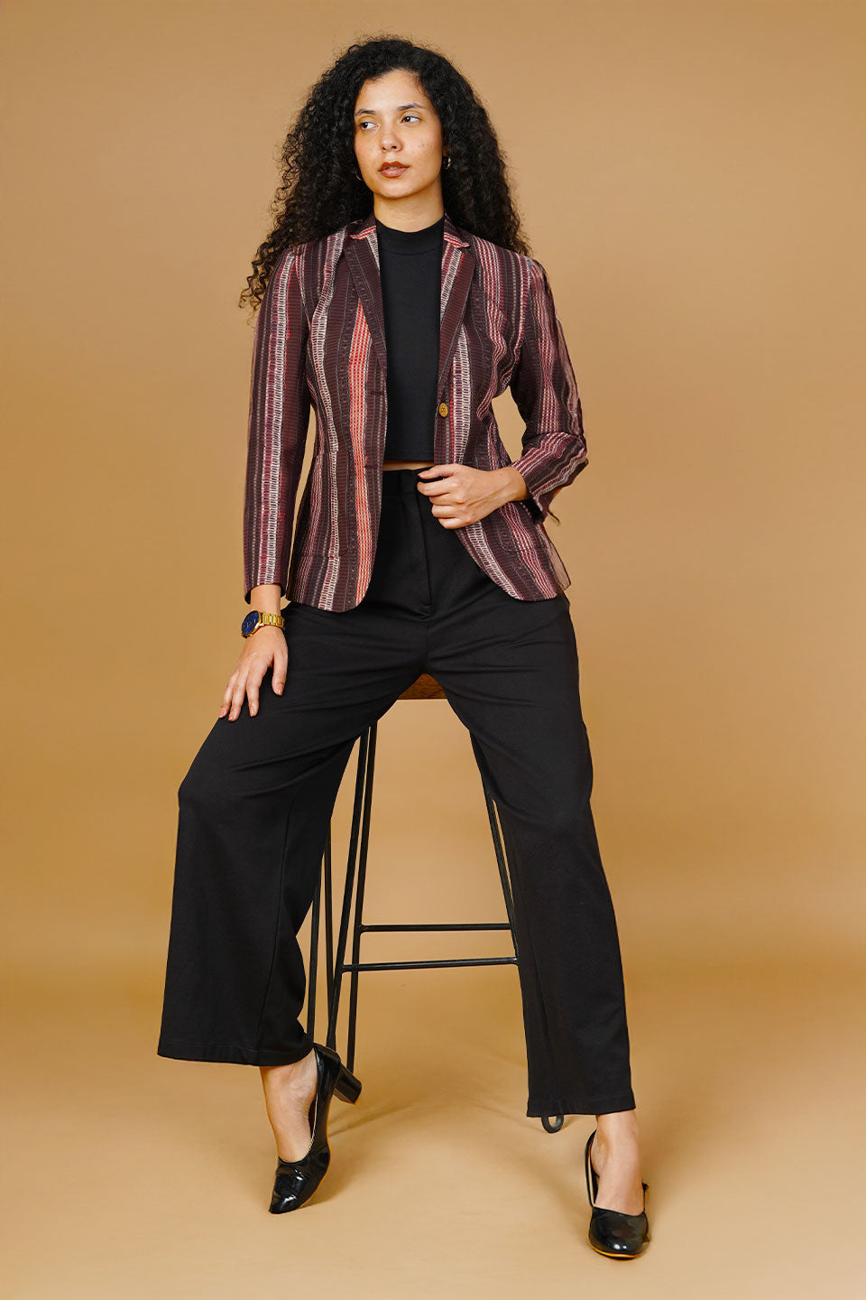 Brown Bagru Cotton Blazer