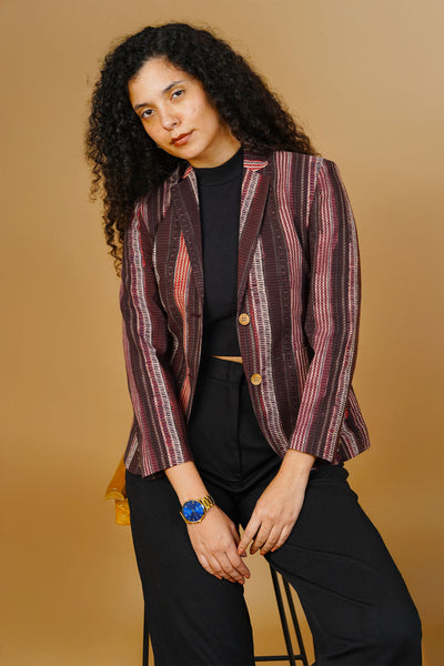 Brown Bagru Cotton Blazer