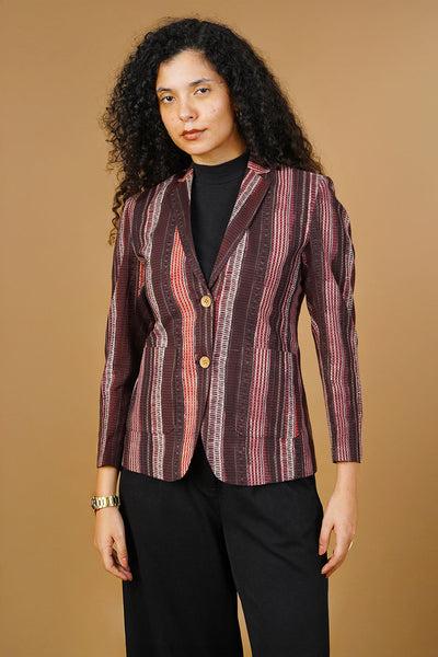 Brown Bagru Cotton Blazer
