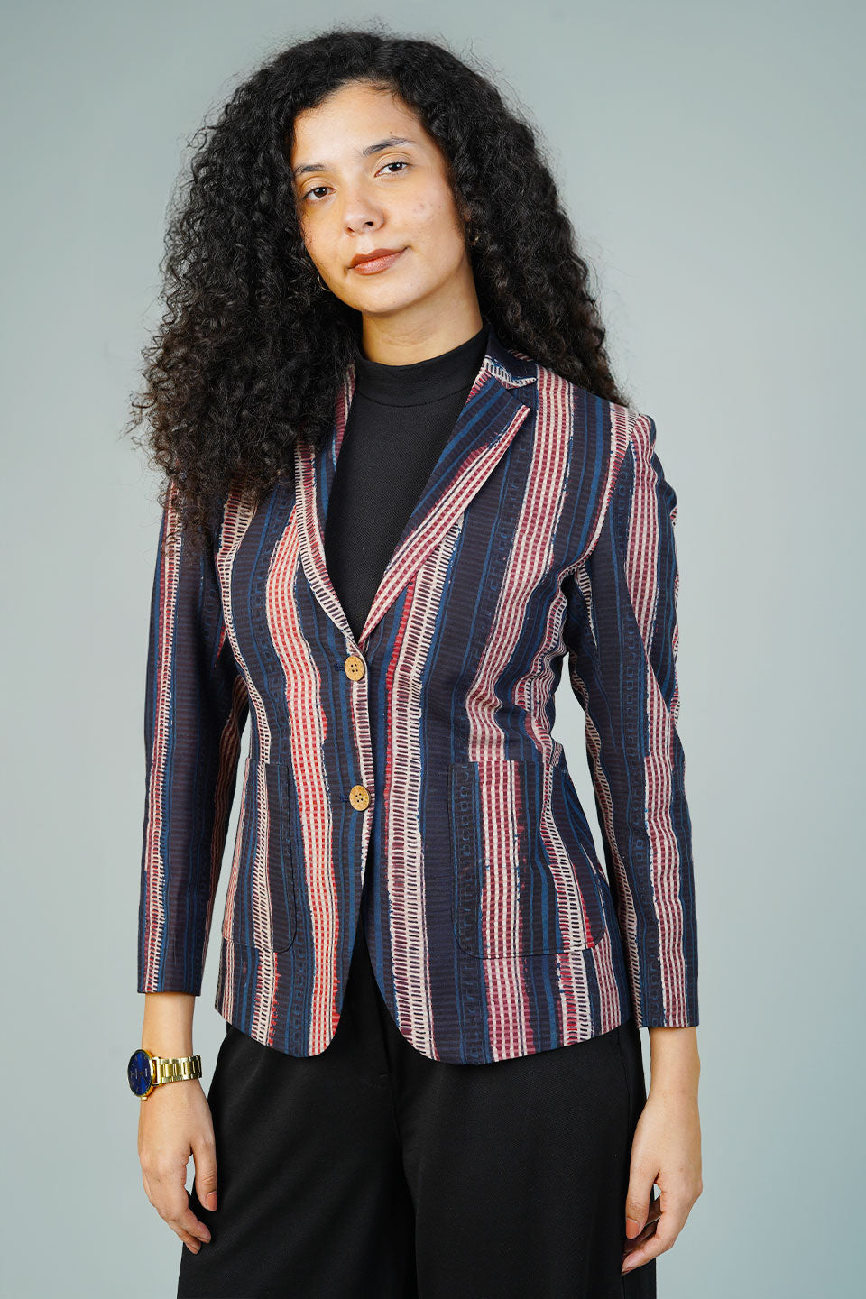 Brown Bagru Cotton Blazer
