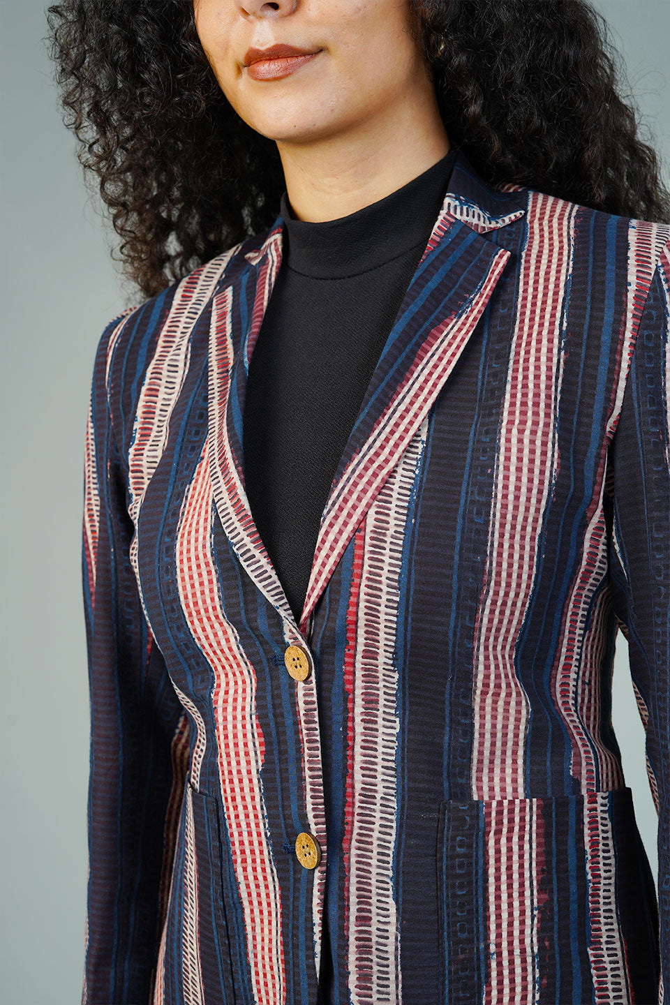 Brown Bagru Cotton Blazer