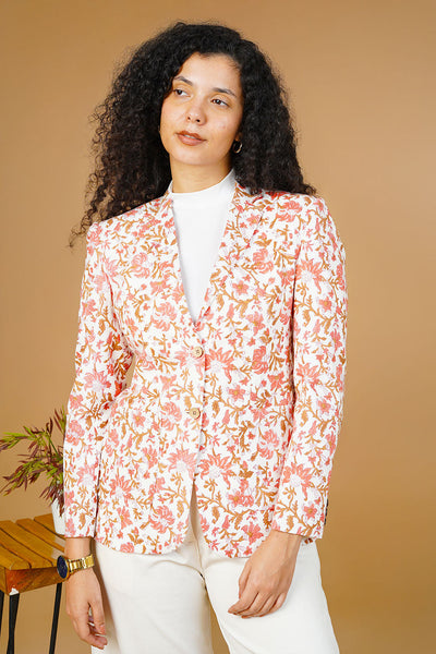 Pink Blockprint Cotton Blazer