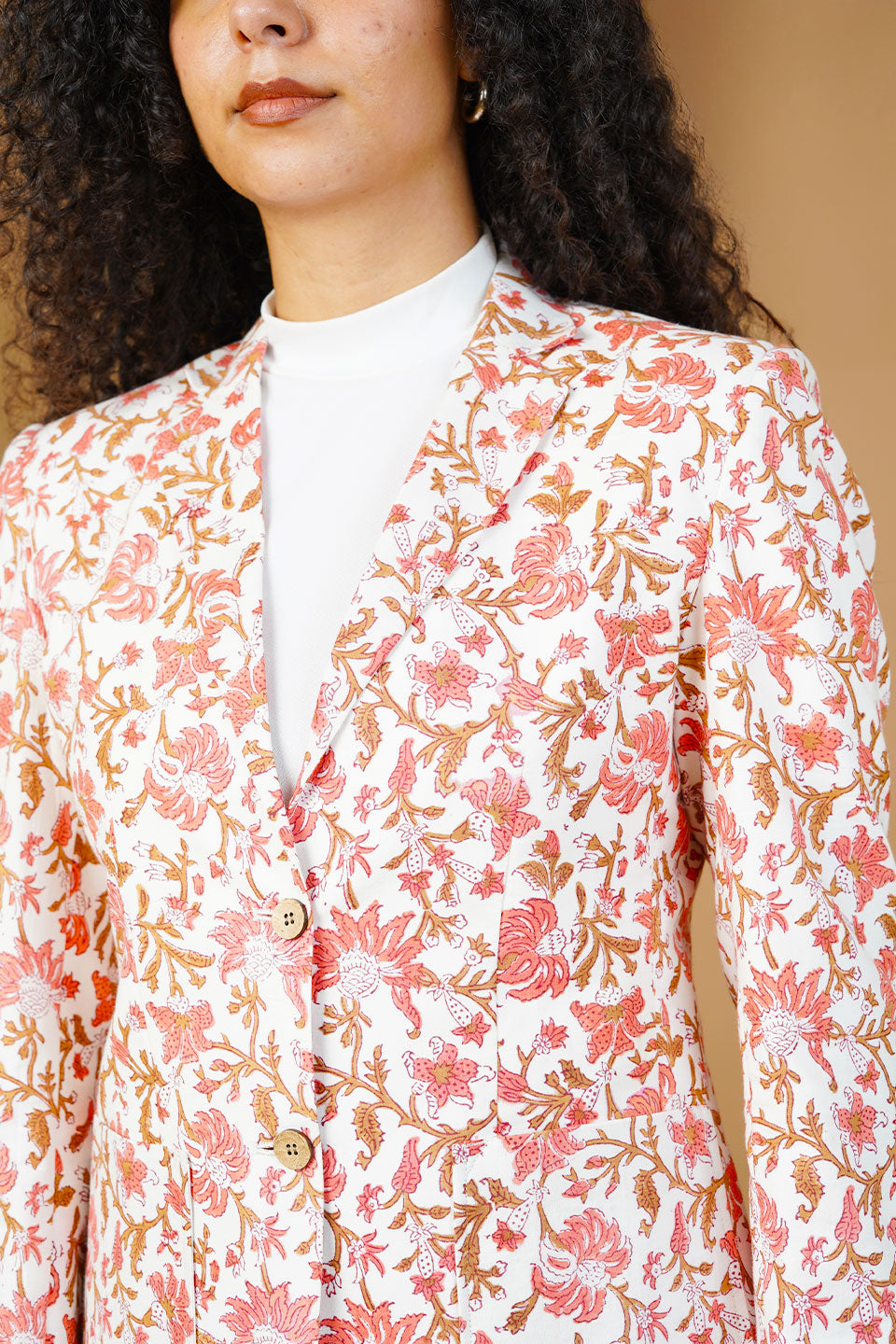 Pink Blockprint Cotton Blazer