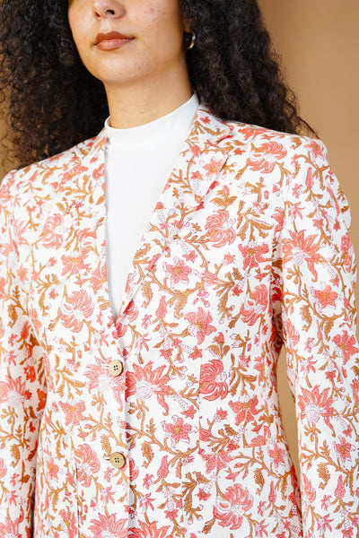 Pink Blockprint Cotton Blazer