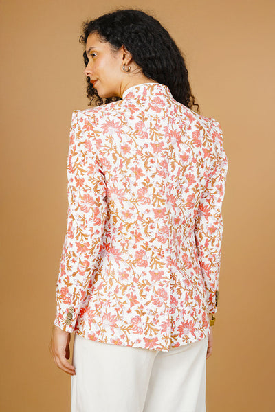 Pink Blockprint Cotton Blazer