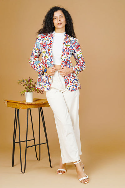 Multicolor Blockprint Cotton Blazer