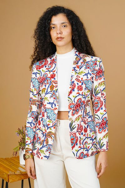 Multicolor Blockprint Cotton Blazer
