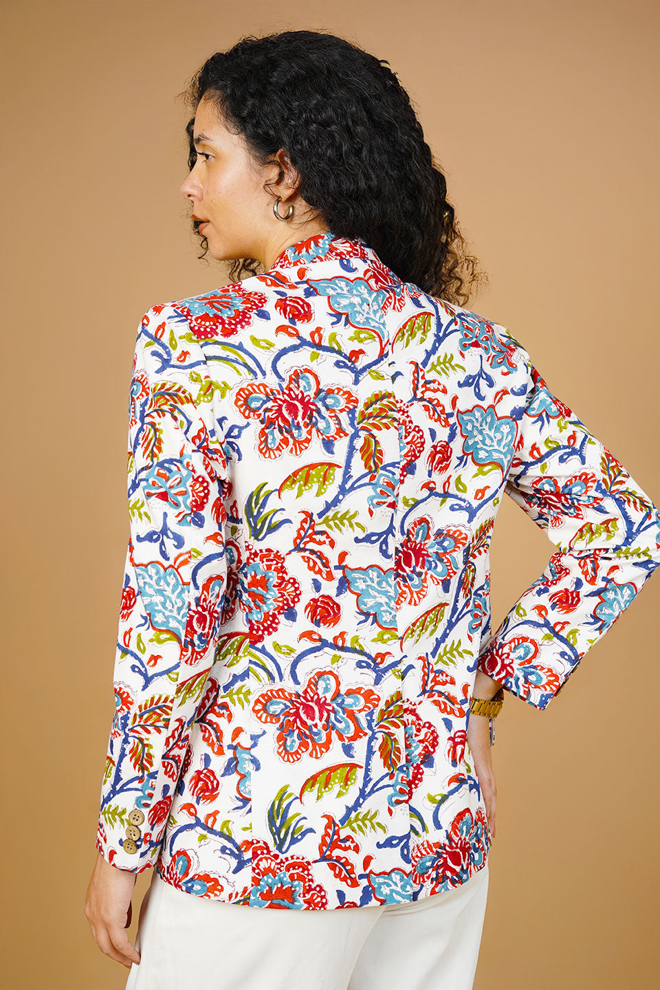 Multicolor Blockprint Cotton Blazer