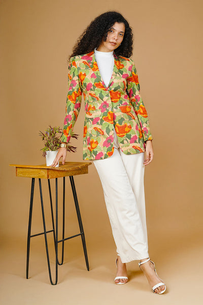 Multicolor Blockprint Cotton Blazer