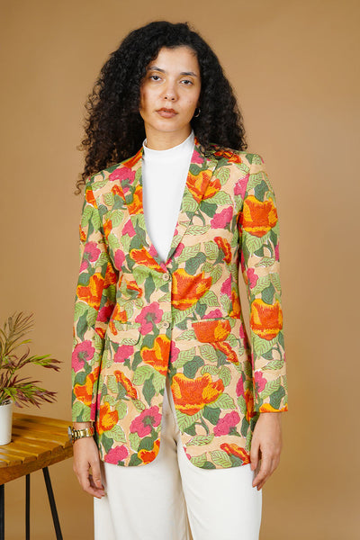 Multicolor Blockprint Cotton Blazer