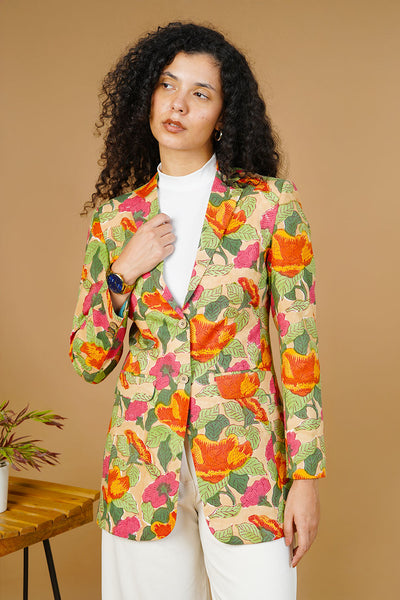Multicolor Blockprint Cotton Blazer