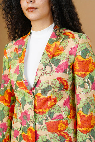 Multicolor Blockprint Cotton Blazer