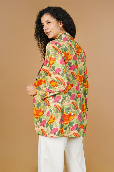 Multicolor Blockprint Cotton Blazer
