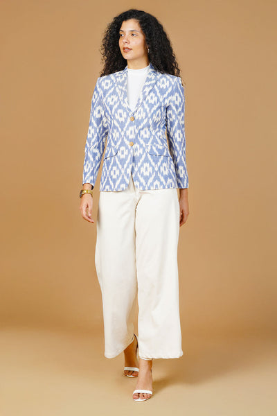 Blue Ikat Cotton Blazer