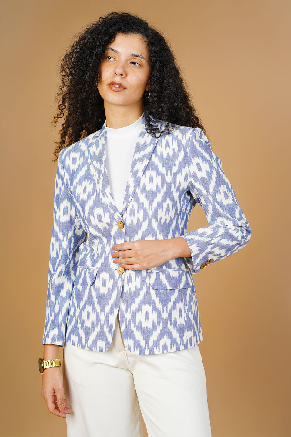 Blue Ikat Cotton Blazer