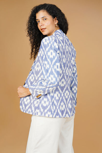 Blue Ikat Cotton Blazer
