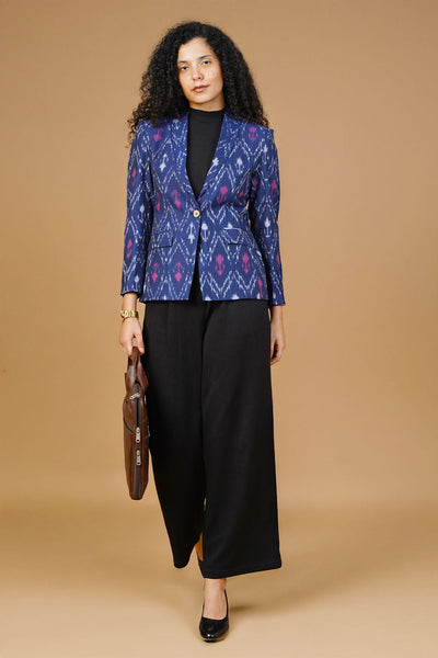 Blue Ikat Cotton Blazer
