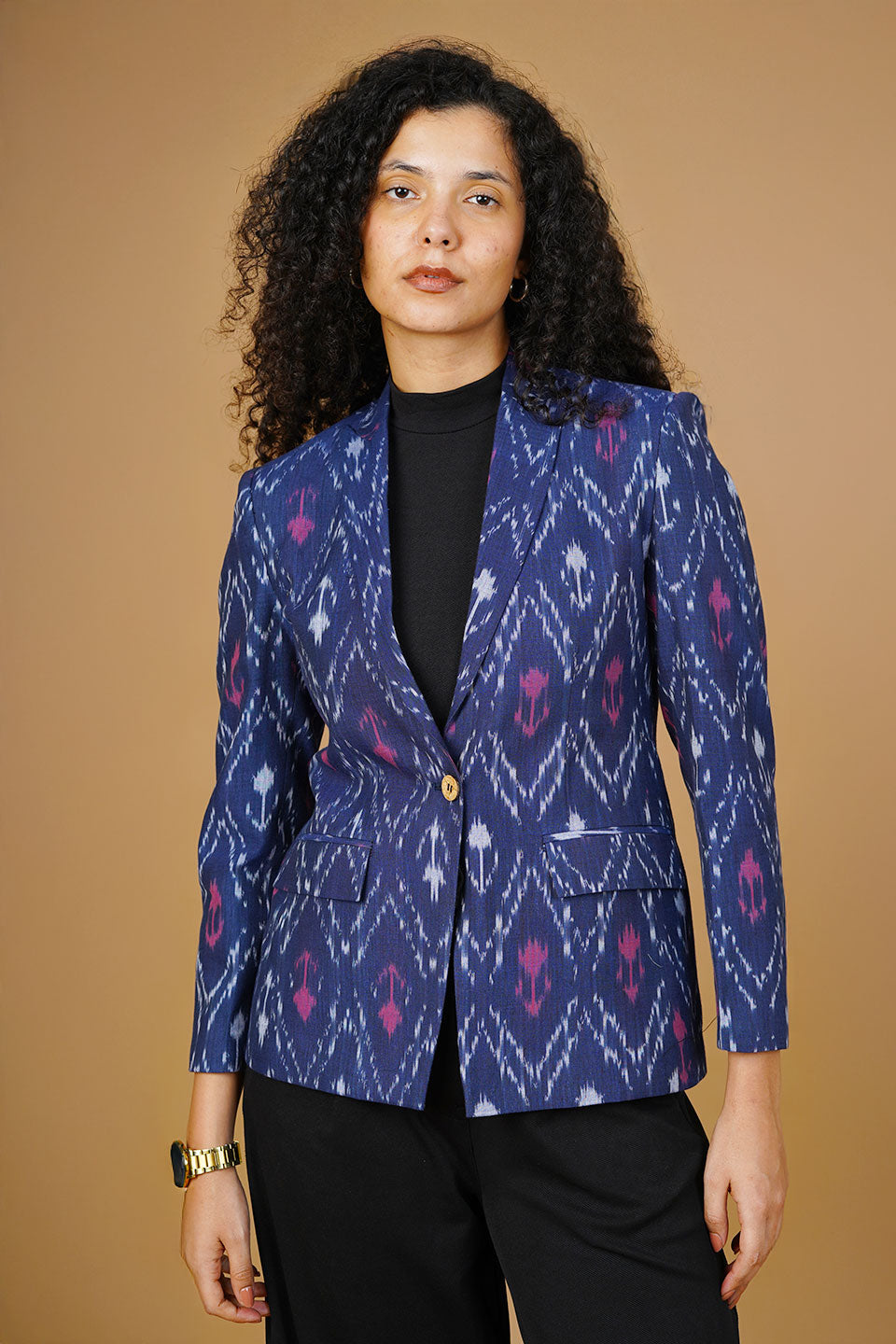 Blue Ikat Cotton Blazer
