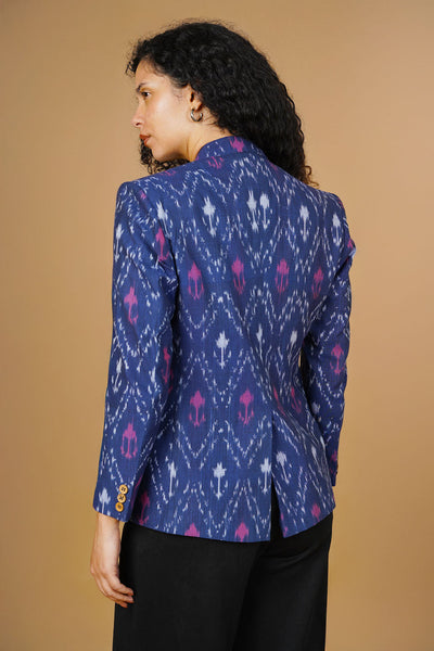 Blue Ikat Cotton Blazer