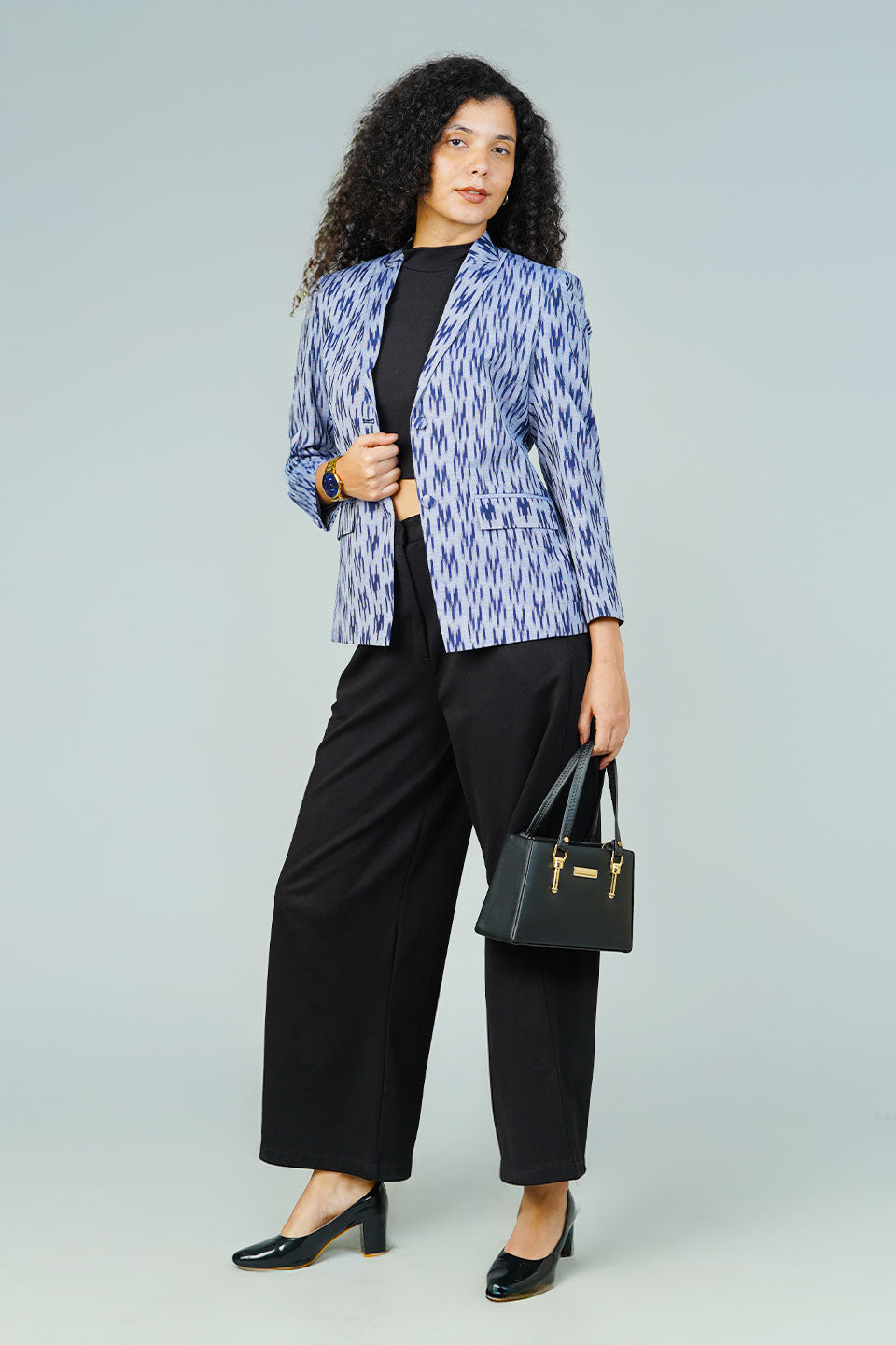 Blue Ikat Cotton Blazer