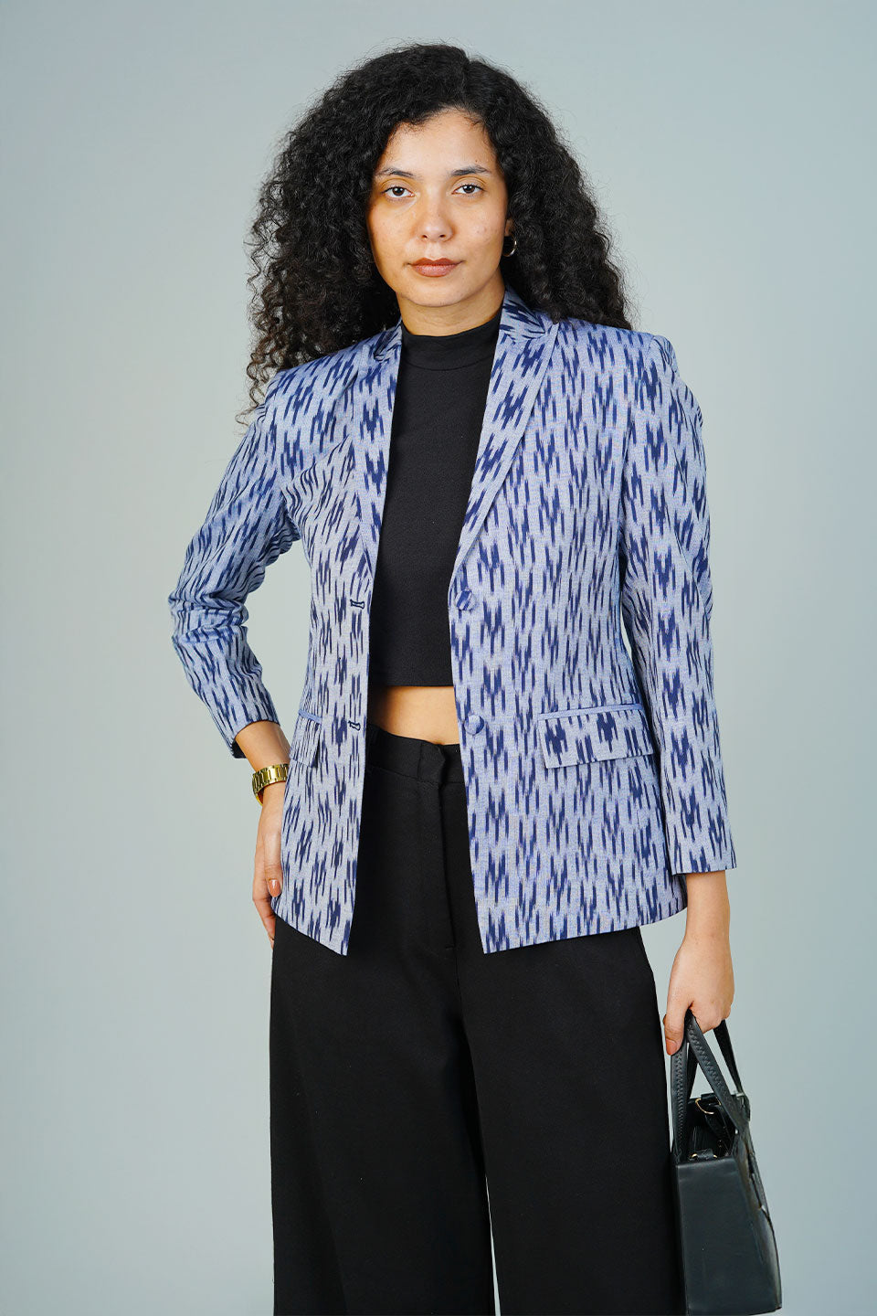 Blue Ikat Cotton Blazer