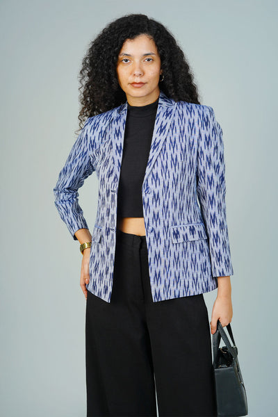 Blue Ikat Cotton Blazer